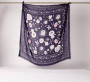 FOULARD LAINE ET SOIE BLEU ORAGE