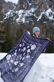 FOULARD LAINE ET SOIE BLEU ORAGE