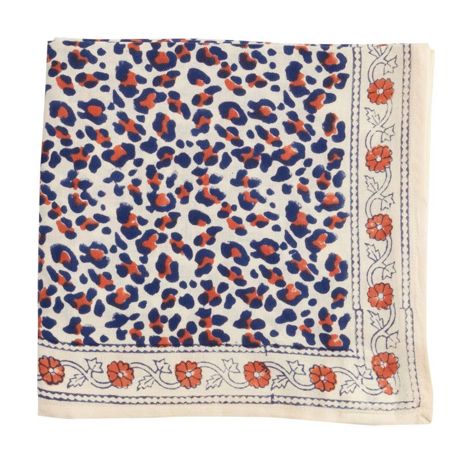 Foulard Indien - Leopard Beige Marine