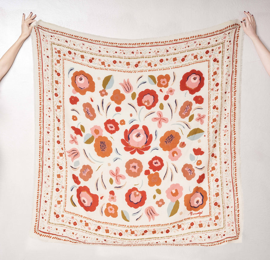 FOULARD LAINE ET SOIE BALKANS CRÈME