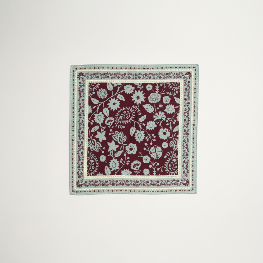 FOULARD TWILL DE COTON AUBERGINE SMALL INDIENNES