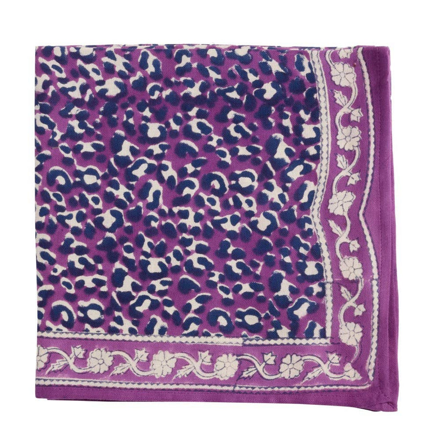 Foulard Indien - Leopard Violine
