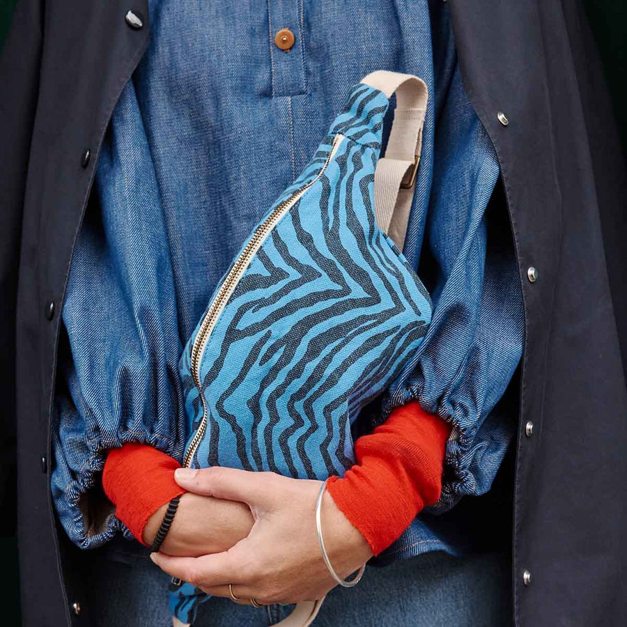 Sac banane ros bleu zèbre