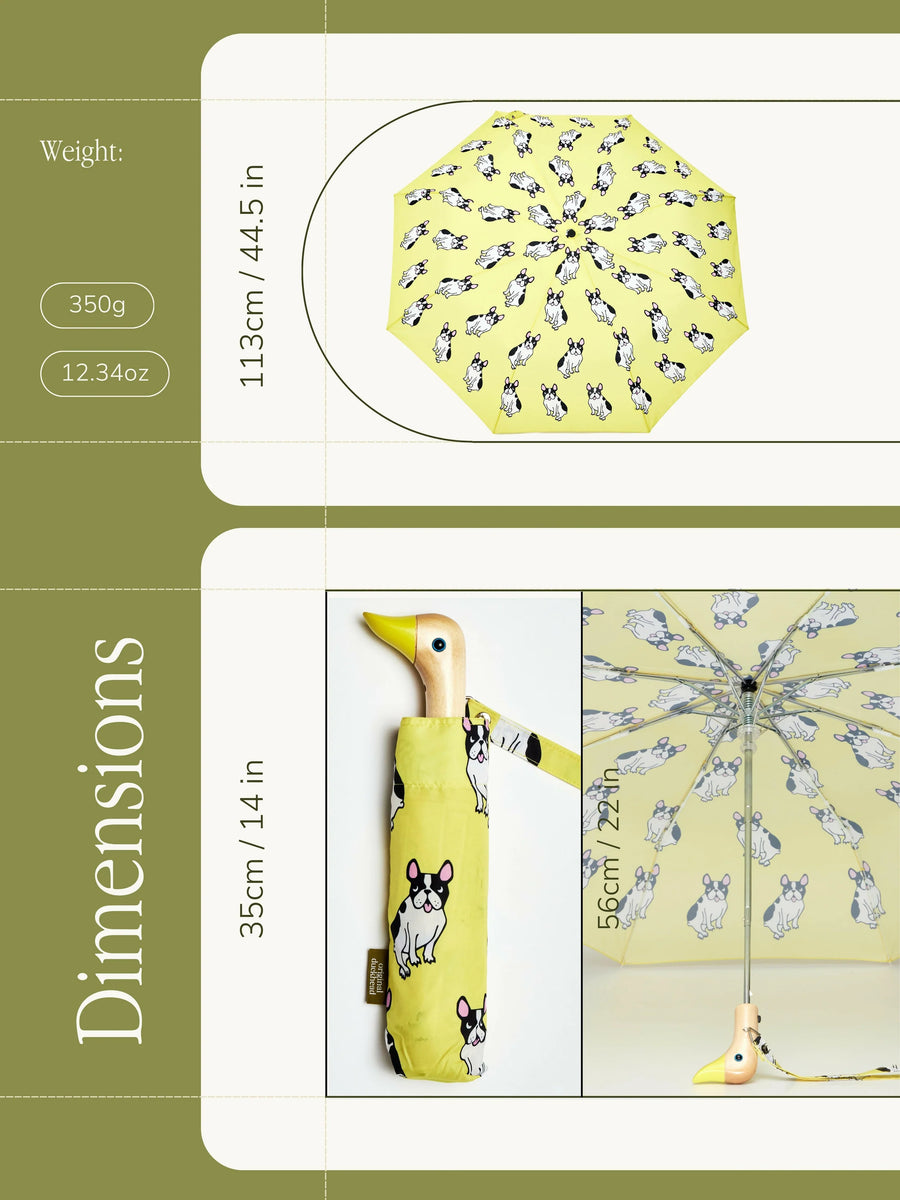 Parapluie jaune bouledogue
