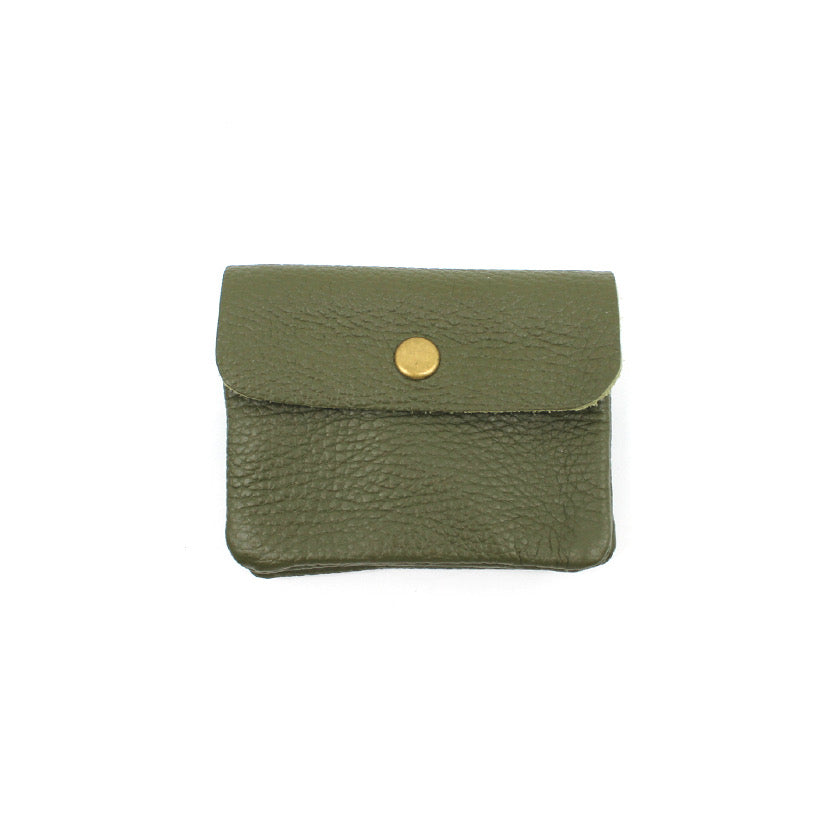 Petit porte monnaie kaki cuir