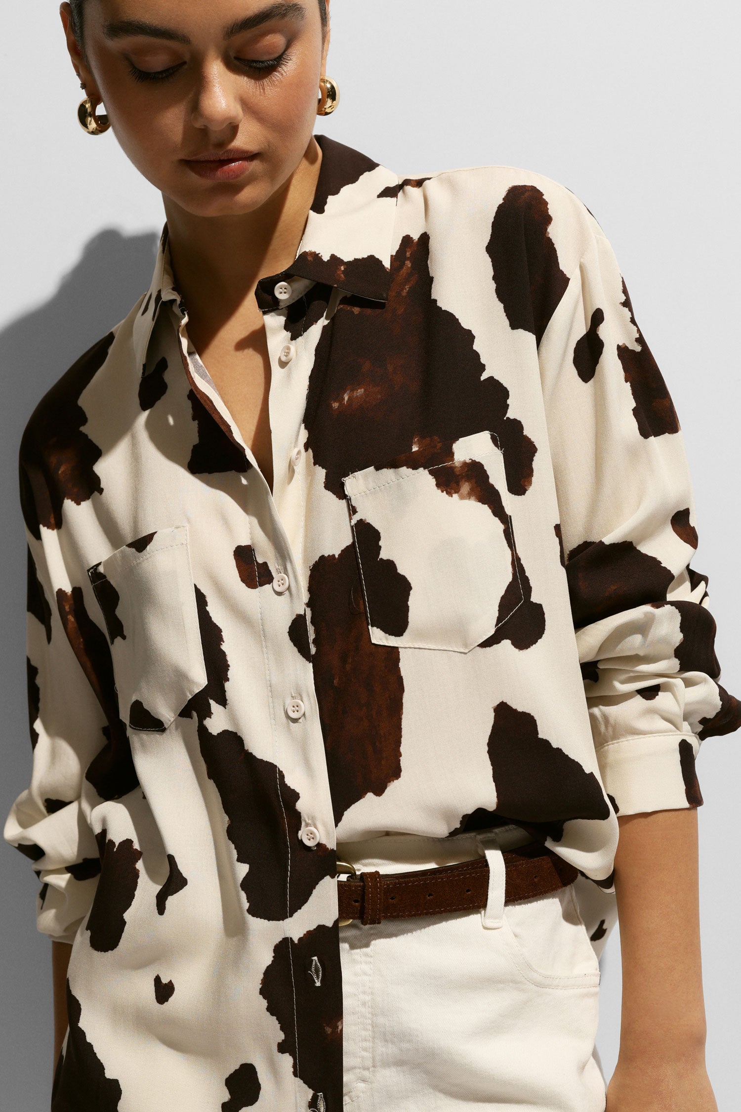 Chemise c1a6djh000 beige moro imprimé vache