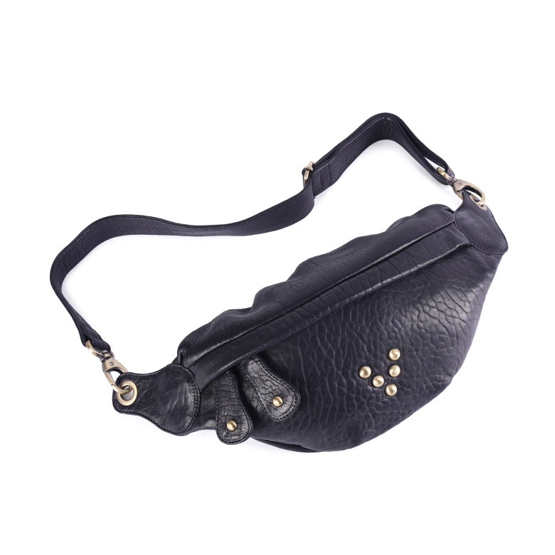 Sac banane cuir noir