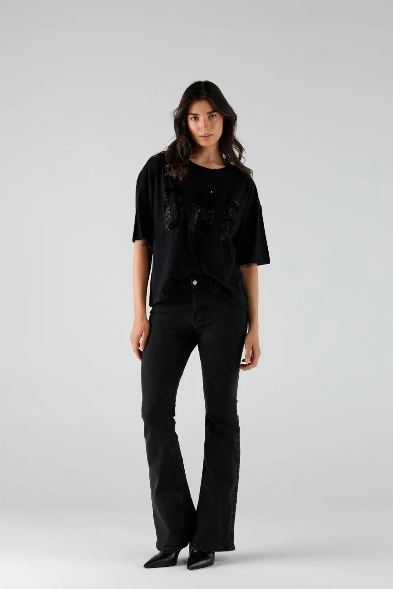 ALAN SEQUIN T-SHIRT BLACK
