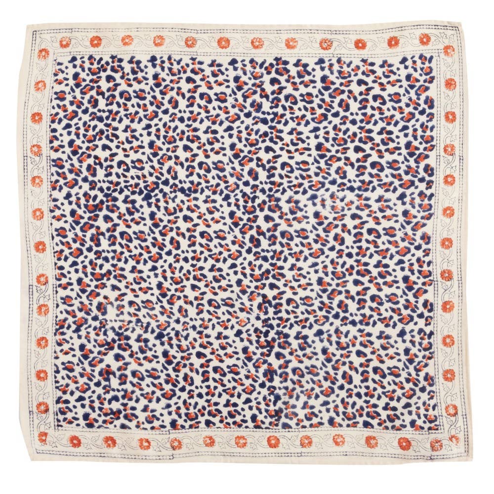Foulard Indien - Leopard Beige Marine
