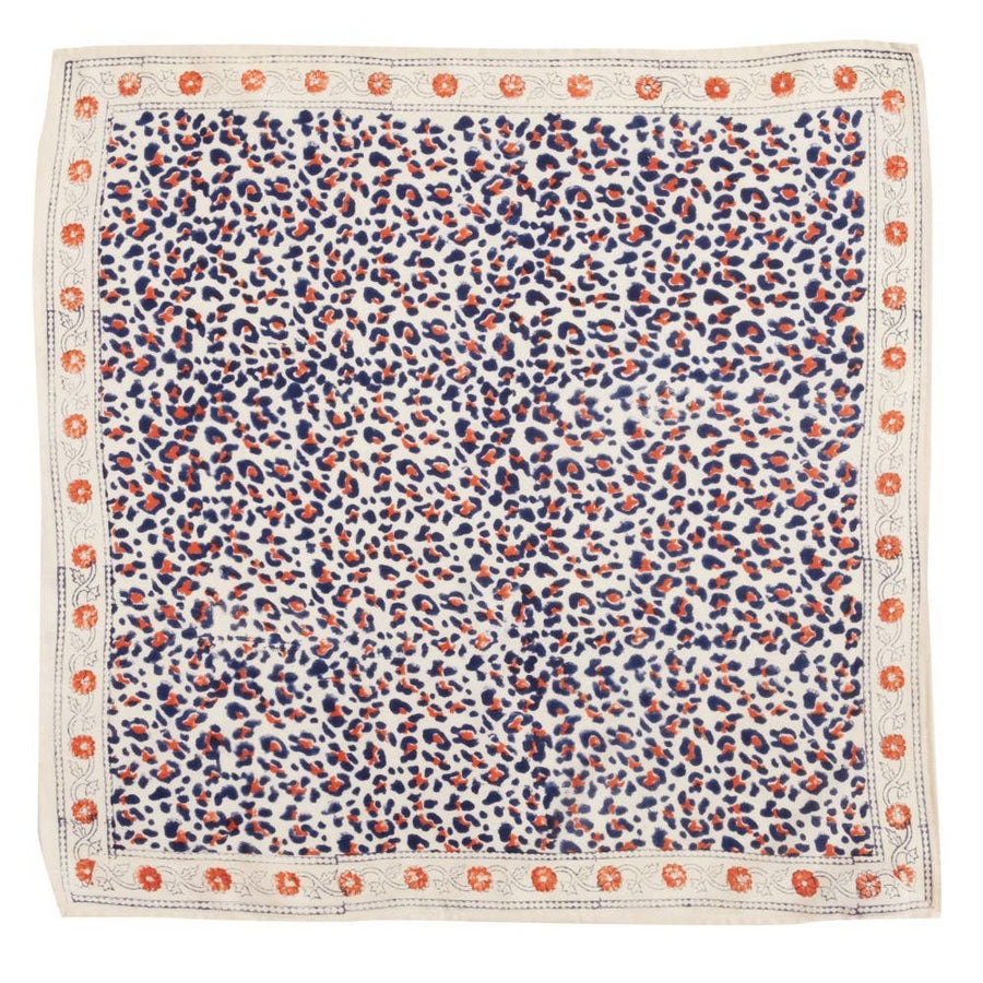 Foulard Indien - Leopard Beige Marine