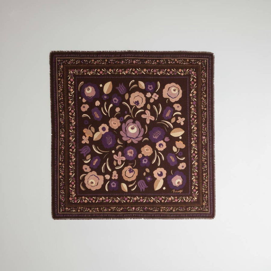 FOULARD LAINE ET SOIE BALKANS CHOCOLAT