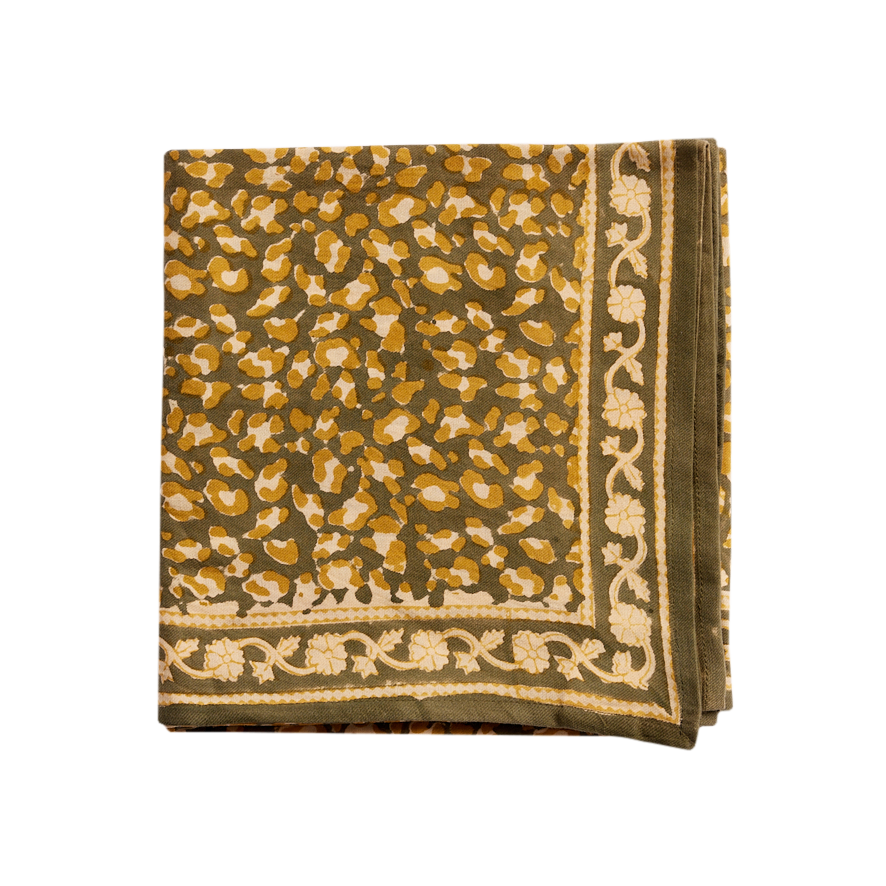 Foulard Indien - Léopard Kaki